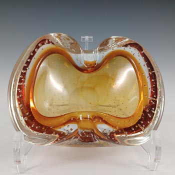 (image for) Barbini Murano Amber & Clear Bubble Glass Biomorphic Bowl