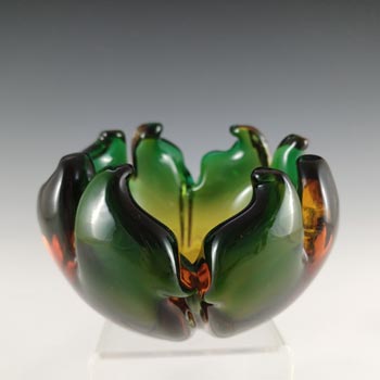 (image for) Arte Nuova Murano Green & Amber Glass Ashtray Bowl