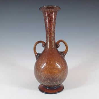 (image for) Vintage Brown / Amber & Copper Aventurine Art Glass Vase