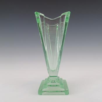 (image for) Bagley #1333 Art Deco 7.5" Vintage Green Glass 'Wyndham' Vase