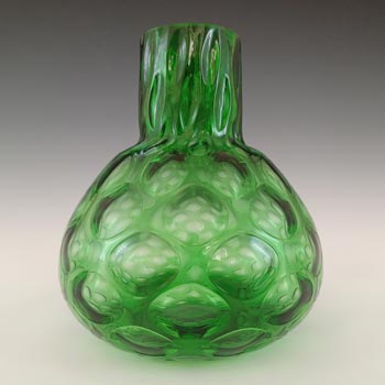 Borske Sklo Green Glass Optical 'Olives' Vintage Vase