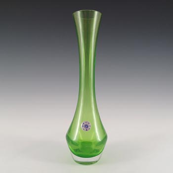 (image for) LABELLED Murano Vintage Green & Clear Cased Glass Stem Vase