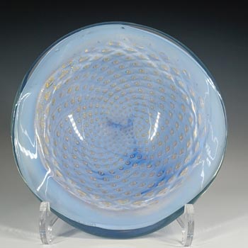 (image for) Barbini Murano Large Gold Leaf Biomorphic Blue Glass Bubble Bowl