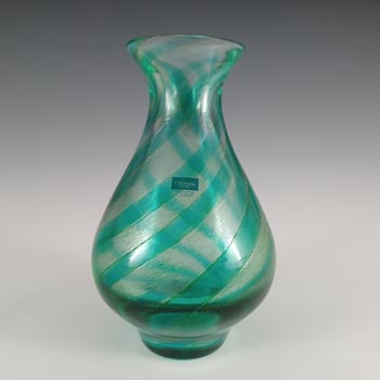 (image for) Caithness Vintage Green Glass 'Tartan Twist' Striped Vase