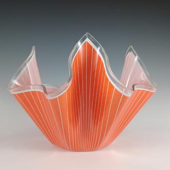 (image for) Chance Brothers Orange Glass 'Cordon' Retro Handkerchief Vase