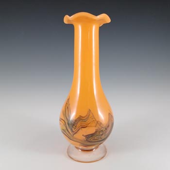 (image for) Chinese 'Snowflakes / Lotus Flower' Orange Vase by Dalian Glass Co