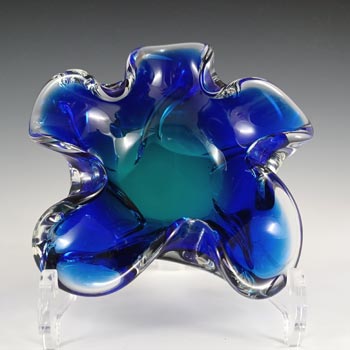 (image for) Chřibská #115/5/15 Czech Blue & Green Glass Ashtray Bowl