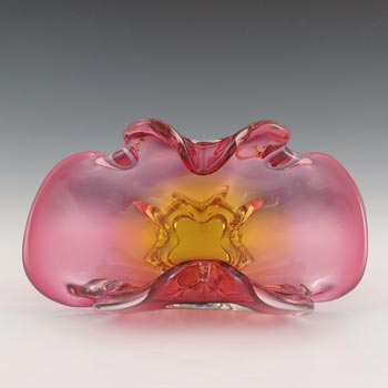 (image for) Chřibská Vintage Czech Pink & Orange Glass Bowl
