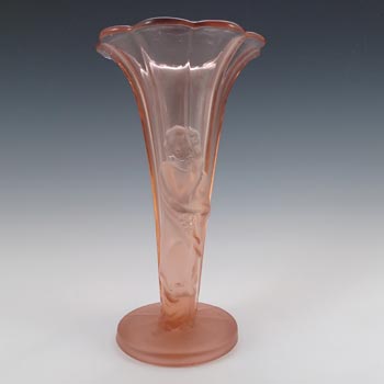(image for) Art Deco 1930's Pink Frosted Glass Oriental Lady Vase