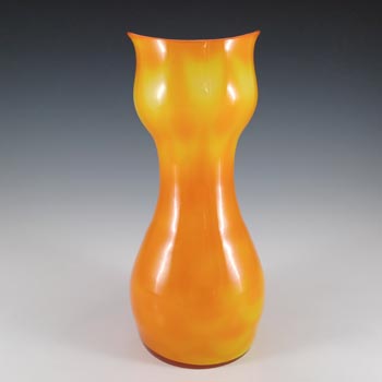 Elme 1970's Scandinavian Orange Cased Glass Peacock Vase