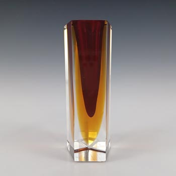 (image for) Murano Faceted Red & Amber Sommerso Glass Venetian Vase