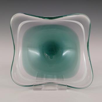 (image for) SIGNED Flygsfors Coquille Green Glass Bowl by Paul Kedelv