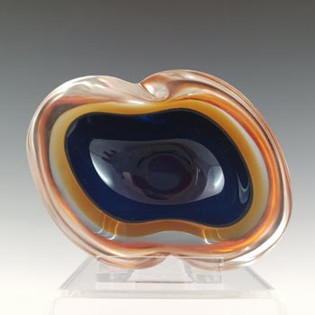(image for) Murano Blue & Amber Sommerso Glass Vintage Geode Bowl