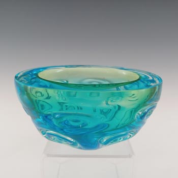 (image for) Murano Blue & Green Sommerso Glass Dimpled Geode Bowl