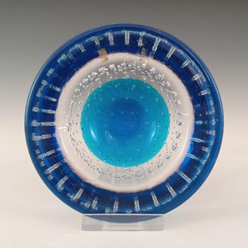 Galliano Ferro Murano Blue & Clear Glass Bubble Bowl