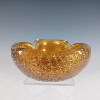 (image for) Murano Gold Leaf & Bullicante Amber Glass Vintage Bowl
