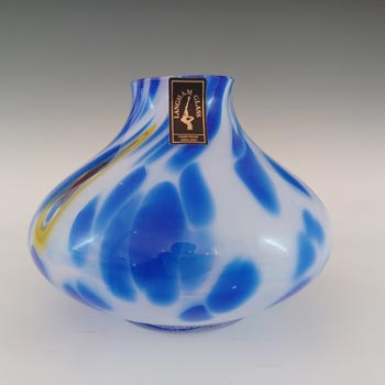MARKED Langham Blue & White British Vintage Glass Vase