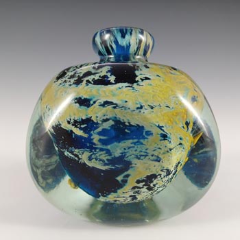 (image for) SIGNED Mdina 'Blue Summer' Maltese Glass Decorative Bottle