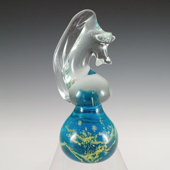 (image for) SIGNED Mdina 'Blue Summer' Maltese Glass Seahorse Sculpture