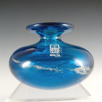 (image for) SIGNED Mdina 'Blue Summer' Maltese Blue & Yellow Glass Vase