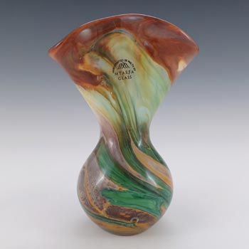 (image for) SIGNED Mtarfa Brown & Green Marbled Glass Vase