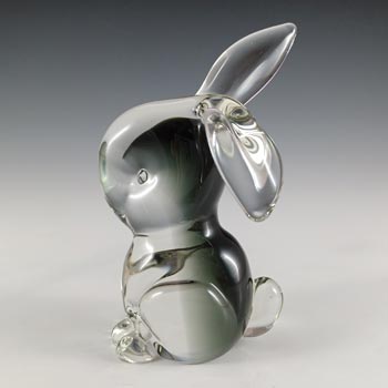 (image for) Murano Vintage Smoky Black & Clear Glass Rabbit Sculpture