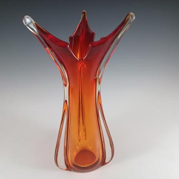 (image for) Murano Red & Orange Cased Glass Organic Vintage Vase