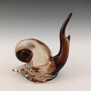 LABELLED V. Nason & Co Murano Brown Glass Snail Sculpture