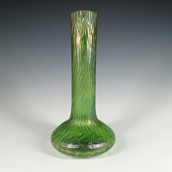 (image for) Art Nouveau 1890's Bohemian Iridescent Green Glass Vase