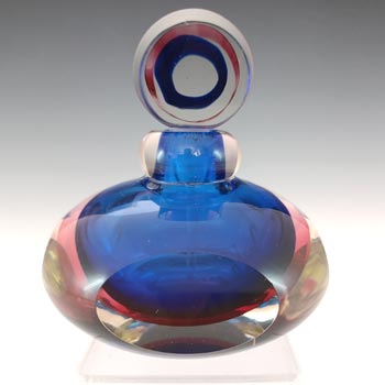 Fifth Avenue Chinese Pink & Blue Sommerso Faceted Glass Perfume Bottle