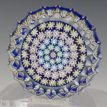(image for) LABELLED Perthshire Blue Glass Millefiori Star Paperweight - P Cane