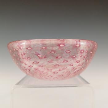 Murano / Venetian Pink & Clear Bubble Glass Vintage Bowl