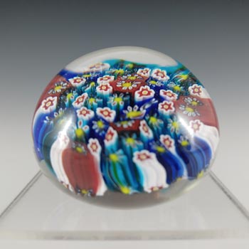 (image for) Murano Vintage Blue, White, Red & Yellow Millefiori Glass Paperweight