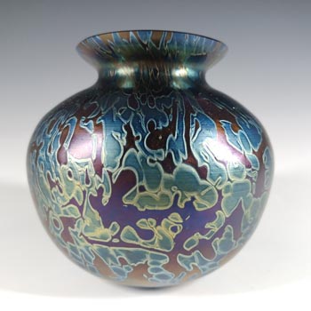 (image for) MARKED Royal Brierley Iridescent Black Glass 'Studio' Vase