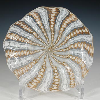 (image for) Salviati Murano / Venetian Zanfirico & Copper Aventurine Glass Plate