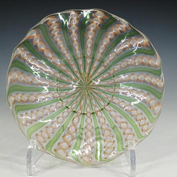 Salviati Zanfirico & Copper Aventurine Green Glass Plate