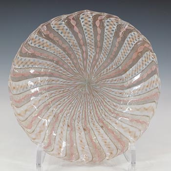 (image for) Salviati Murano Zanfirico & Copper Aventurine Pink Glass Plate