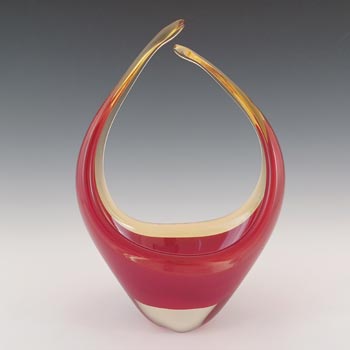 (image for) Murano Red & Amber Cased Glass Vintage Sculpture Bowl