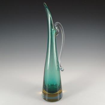 (image for) Murano Venetian Green & Amber Sommerso Glass Jug / Vase