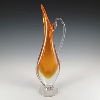 (image for) Murano / Venetian Orange & Amber Sommerso Glass Vase / Jug