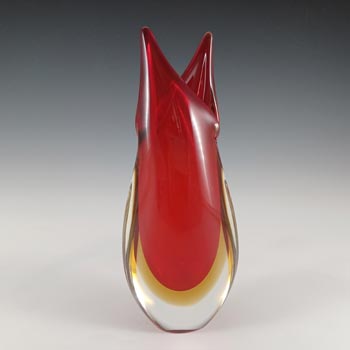 (image for) Murano / Venetian Red & Amber Vintage Sommerso Glass Vase