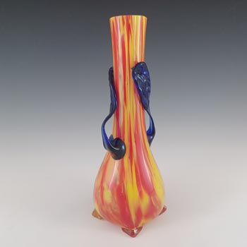 (image for) Czech / Bohemian Orange & Yellow Spatter Glass Vase
