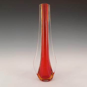Galliano Ferro Murano Sommerso Red & Amber Glass Stem Vase