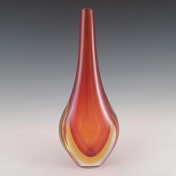 (image for) Murano / Venetian Red & Amber Sommerso Glass Stem Vase