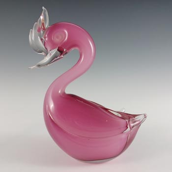 (image for) LABELLED Vetro Artistico Veneziano Murano Pink Cased Glass Swan
