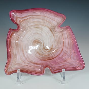 Vetro Artistico Veneziano Murano Pink & Copper Aventurine Glass Bowl