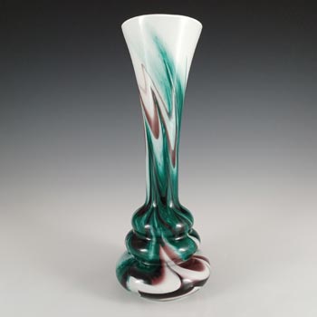 (image for) V.B. Opaline Florence Empoli Marbled Green, Brown & White Glass Vase