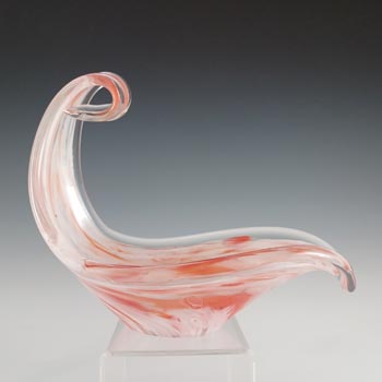 (image for) Viartec Murano Style Red & White Spanish Speckled Glass Sculpture Bowl