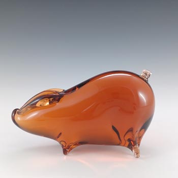 (image for) Wedgwood Topaz / Amber Glass Pig Paperweight SG439