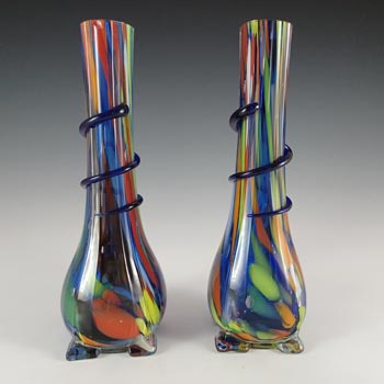 (image for) Welz Pair of Czech / Bohemian 1930's Spatter/Splatter Glass Vases